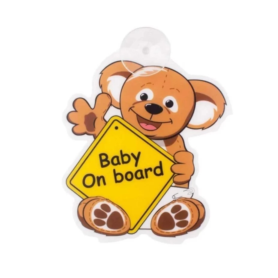 آویز هشدار کودک در ماشین baby on board طرح خرس