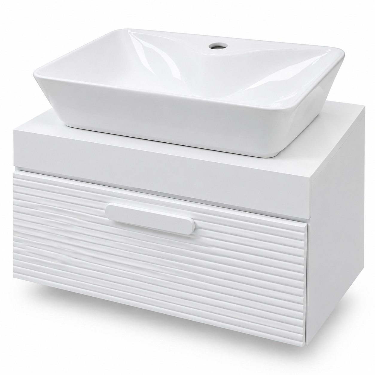 روشویی کابینتی 40در60 سفید کاسه مستطیل