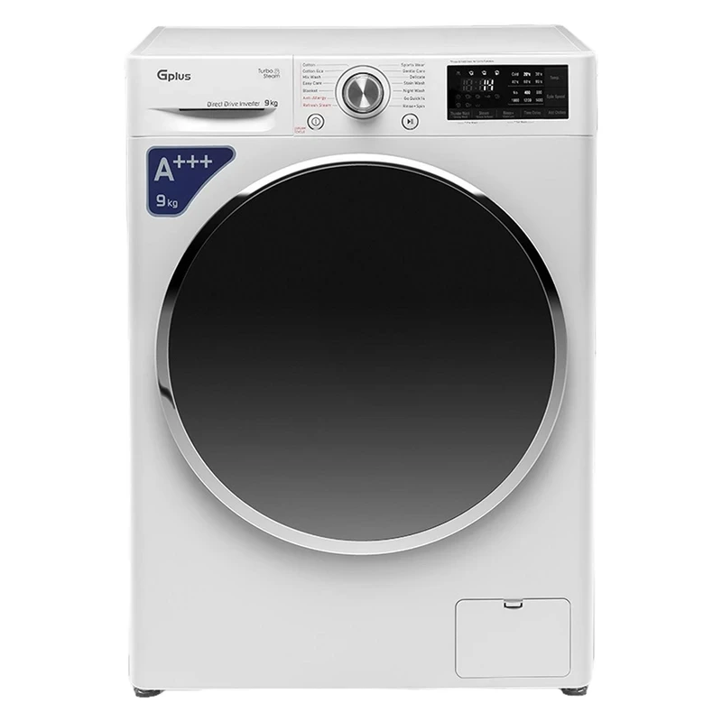 ماشین لباسشویی اتوماتیک جی پلاس G-plus مدل GWM-R990W ظرفیت 9 کیلوگرم