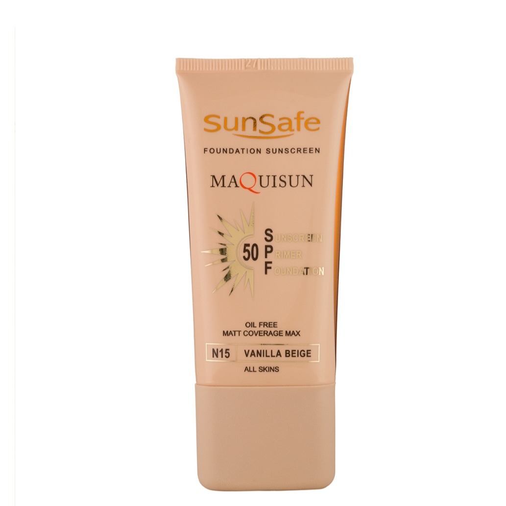 ضد آفتاب کرم پودری بژ وانیلی مکی سان SPF50 N15 سان سیف