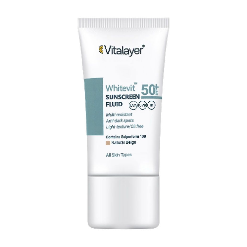 فلوئید ضد آفتاب ضد لک وایت ویت SPF50 نچرال بژ 50 میل ویتالیر
