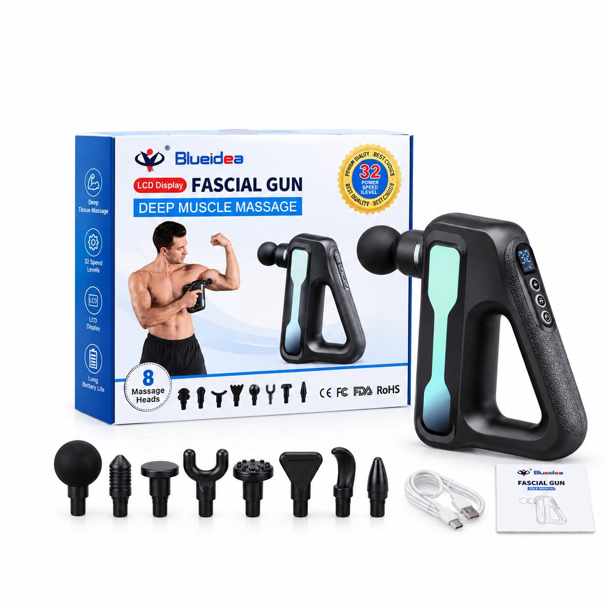 ماساژور عضلانی اورجینال Blueidea مدل Fascial Gun