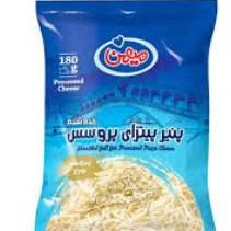 پنیر پیتزا پروسس رنده شده 180 گرمی میهن کشسانی بالا (بسته 20 عددی)