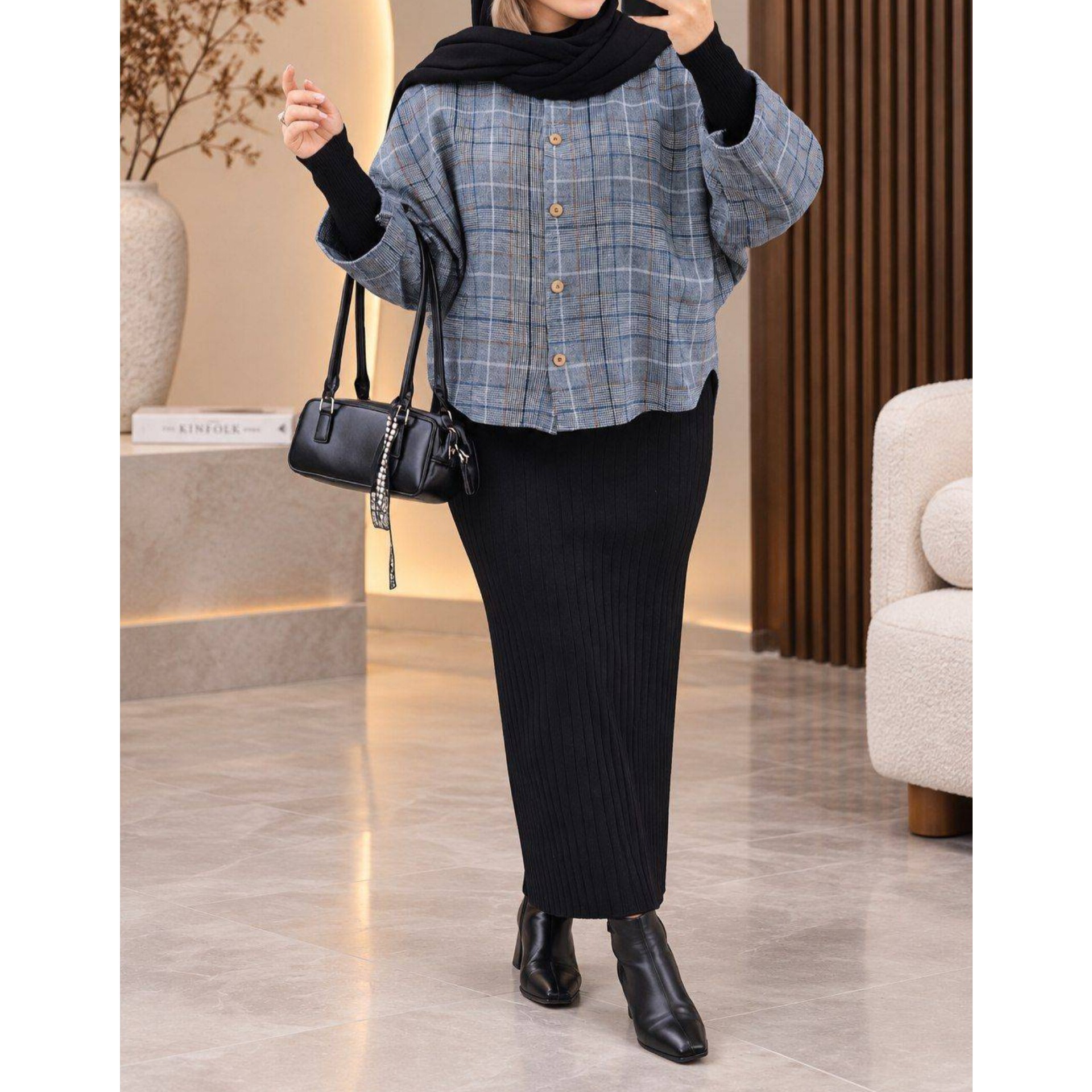 مانتو پانچ نیلی زنانه 