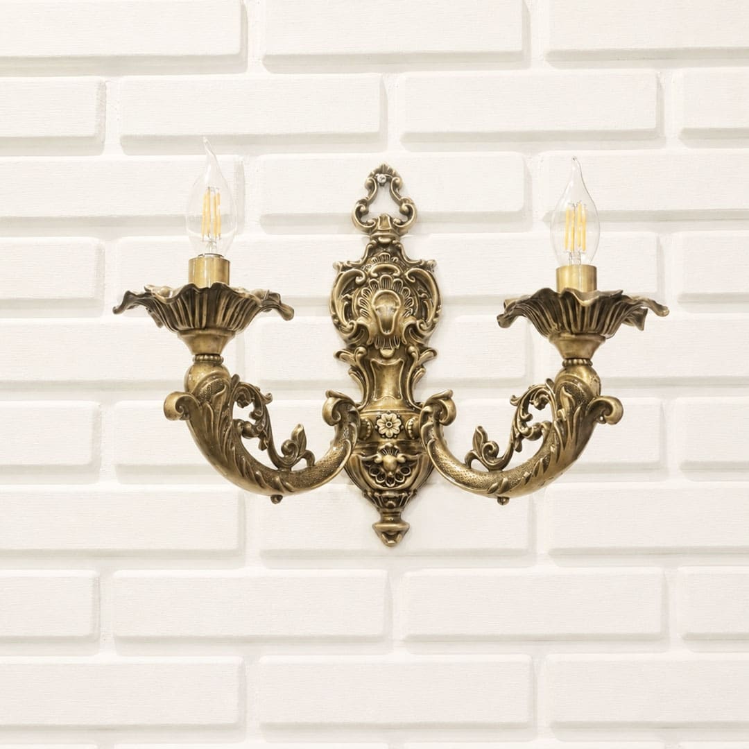 خرید دیوارکوب کلاسیک دو شعله D1478-2A لوستر دیواری رنگ آنتیک لوسترسازانجدید
