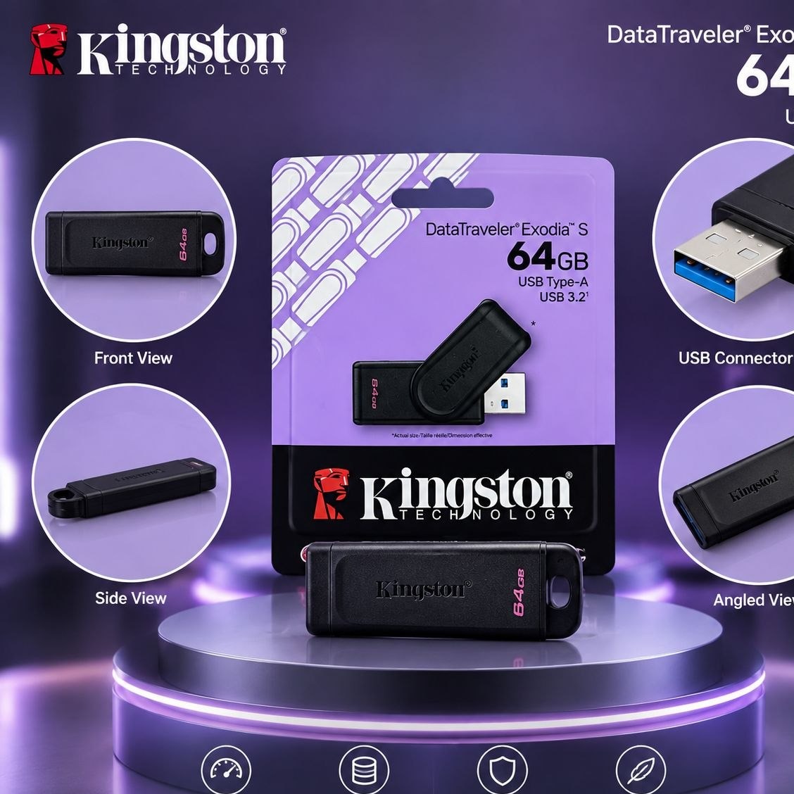 فلش 64 گیگ کینگستون Kingston DataTraveler Exodia S USB3.2