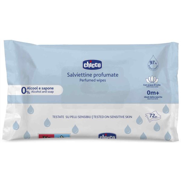 دستمال مرطوب چیکو 97% آب مدل salviettine profumate تعداد 72عددی