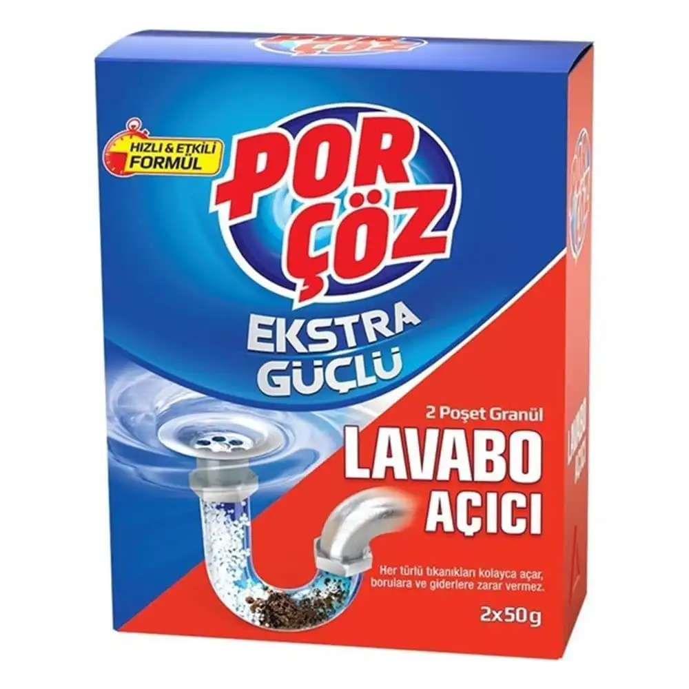 پودر لوله بازکن سینک و روشویی پورچوز بسته 2×50 گرم