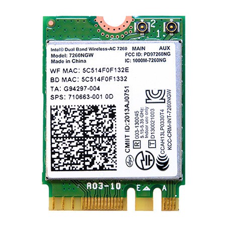 کارت وایرلس لپ تاپ Intel Dual Band Wireless-AC 7260 NGW M.2جدید