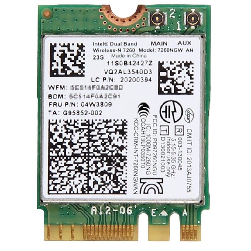 کارت وایرلس لپ تاپ Intel Dual Band Wireless-N 7260 NGW M.2جدید