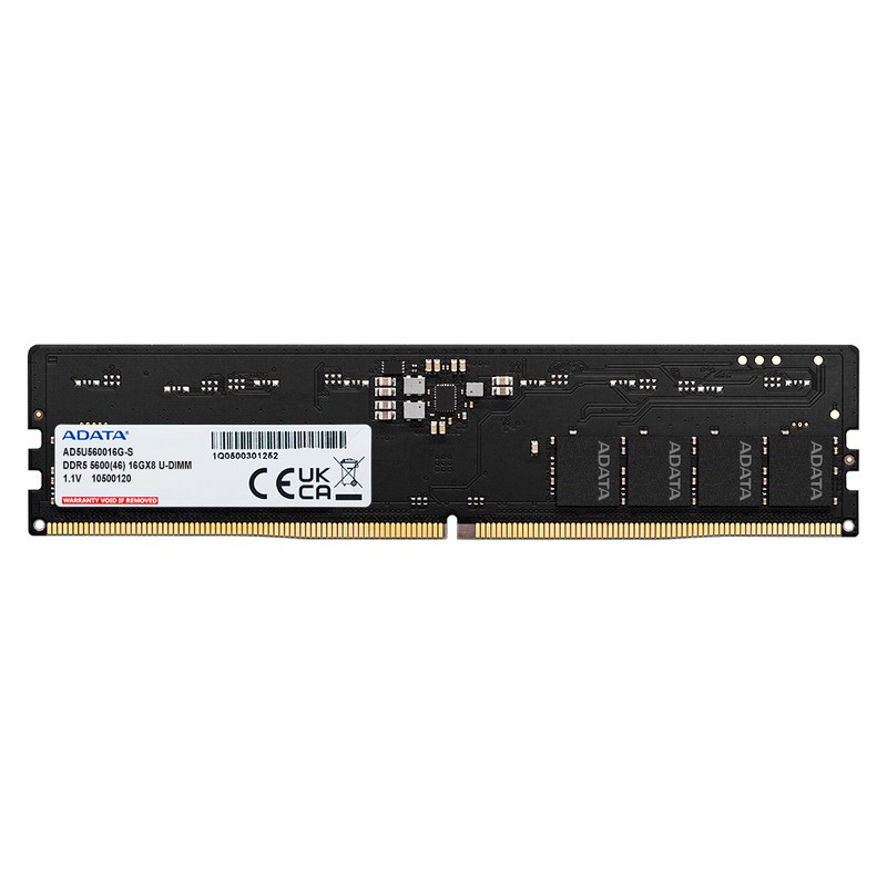 رم دسکتاپ DDR5 ای دیتا مدل U-DIMM ظرفیت 16 گیگابایت، با فرکانس 5600 مگاهرتز، تایمینگ CL46 و معماری تک کانالهجدید