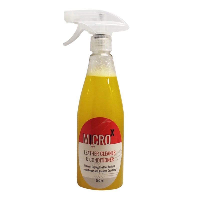 میکروایکس اسپری شوینده و احیا کننده چرم میکروایکس بیاض مدل 26 حجم 500 میلی لیتر آریا شیمی