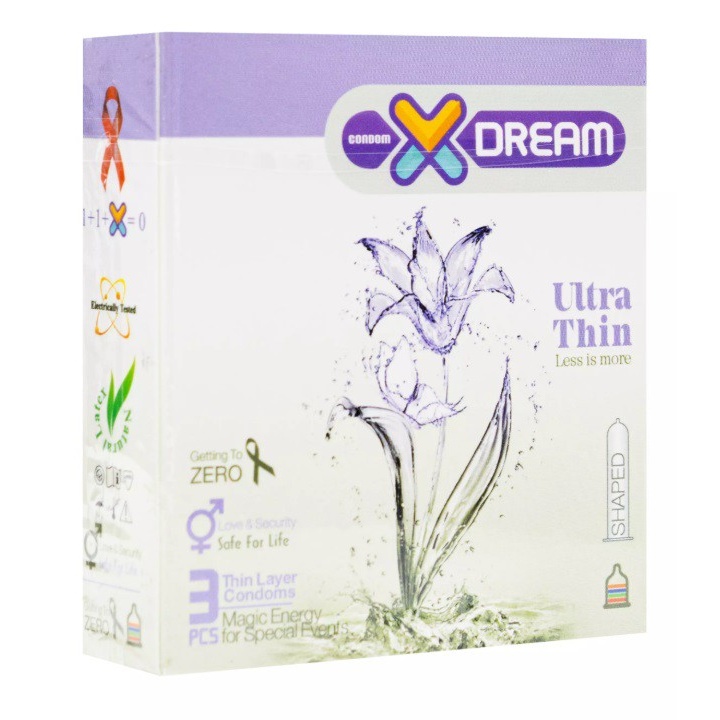 کاندوم ایکس دریم مدل ultra thin(خیلی نازک) بسته 3 عددی