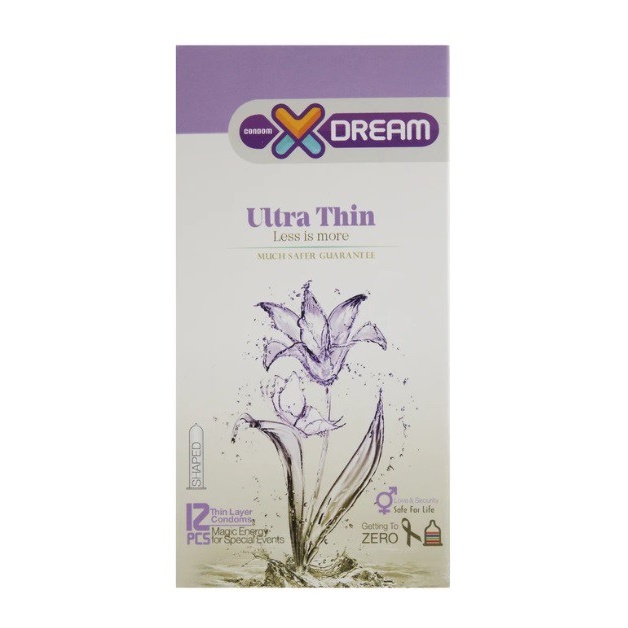 کاندوم ایکس دریم مدل ultra thin(خیلی نازک) بسته 12 عددی
