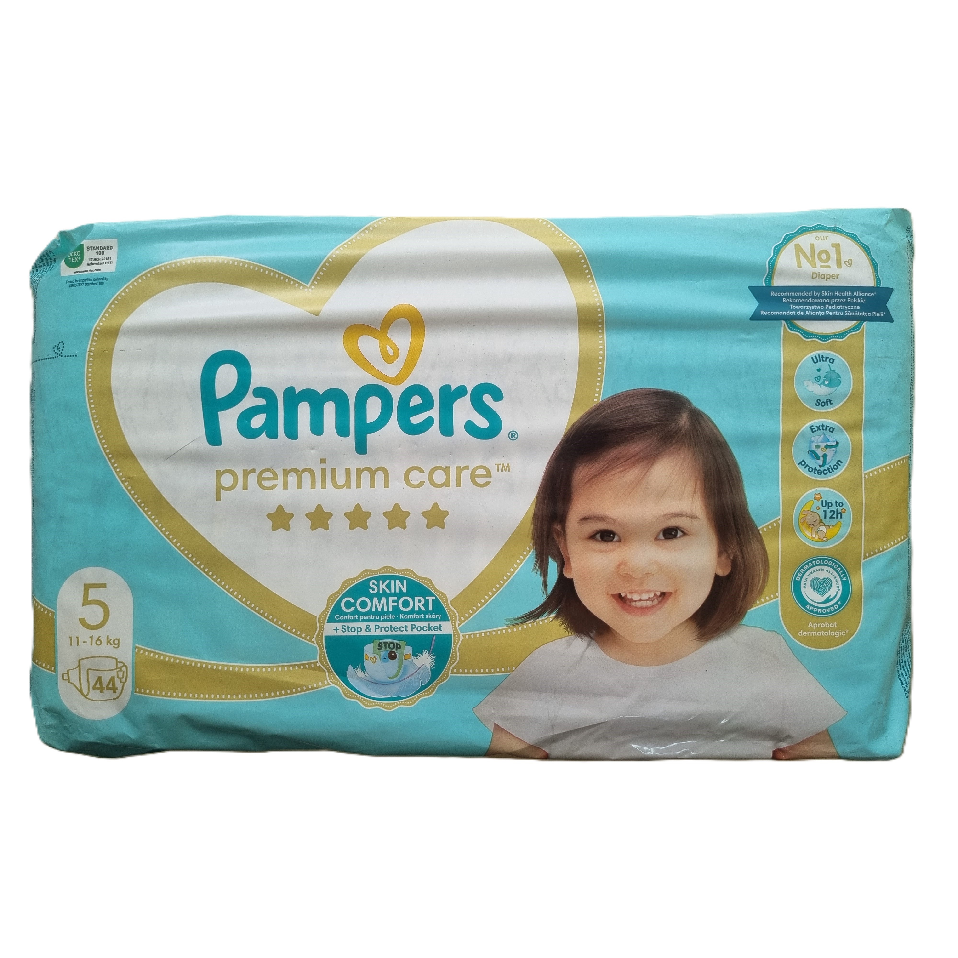 پوشک پمپرز مدل premium care سایز 5 بسته 44 عددی