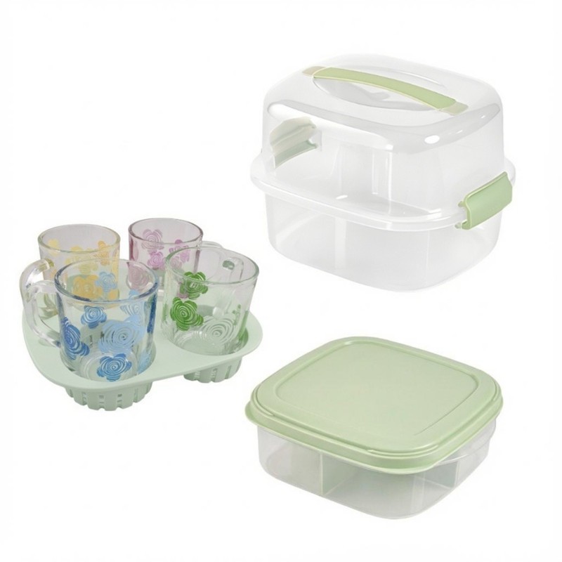 سبد پیک نیک لیمون طرح گل کد FIDOKA-2241 مجموعه 7 عددی