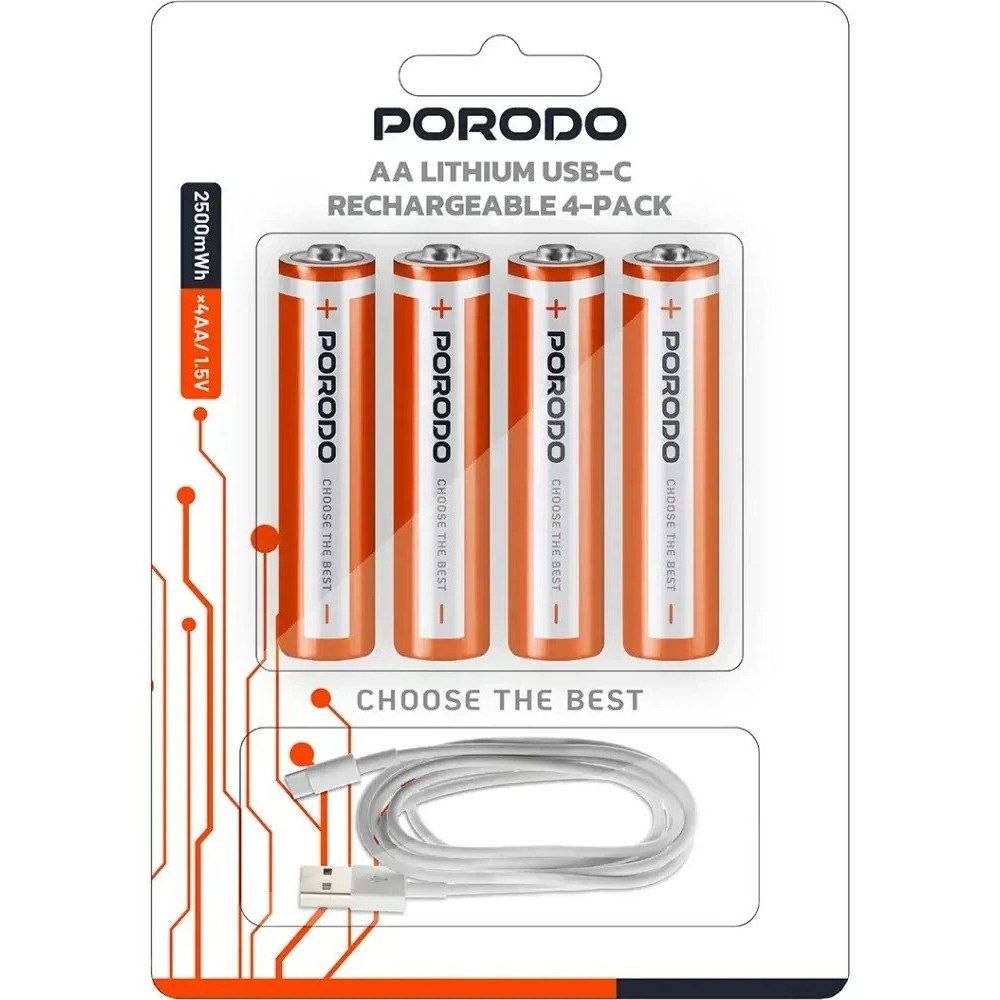 باتری قلمی (AA) شارژی پرودو (Porodo) مدل PDAA25RB - بسته 4 عددیجدید