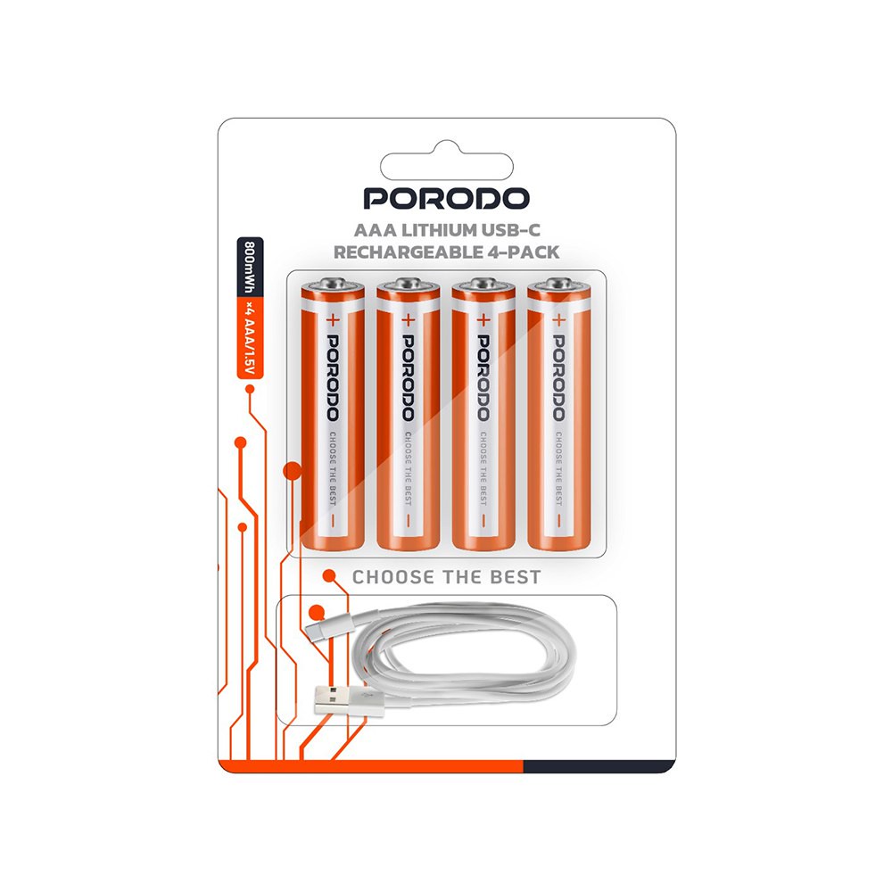 باتری نیم قلمی (AAA) شارژی پرودو (Porodo) مدل PDAAA8RB - بسته 4 عددیجدید