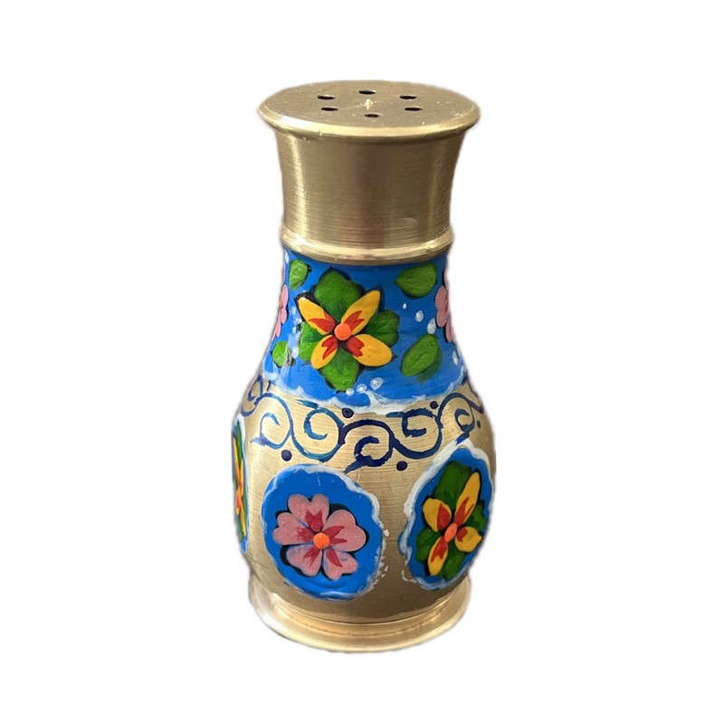 نمکدان برنجی مدل نقاشی رنگی