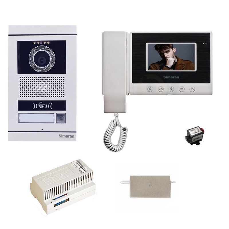 مجموعه دربازکن تصویری کارتی سیماران مدل 43HS-VFBC1N یک طبقه به همراه محافظ ولتاژ مانیتور