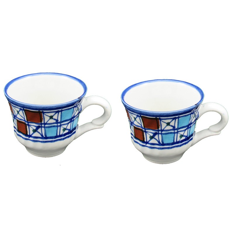 فنجان چینی میبدمرواریدمدل شطرنجی بسته 2 عددی