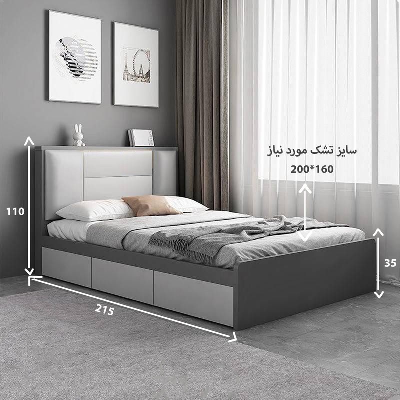 تخت خواب دو نفره مدل new4080 سایز 160200 سانتی متر