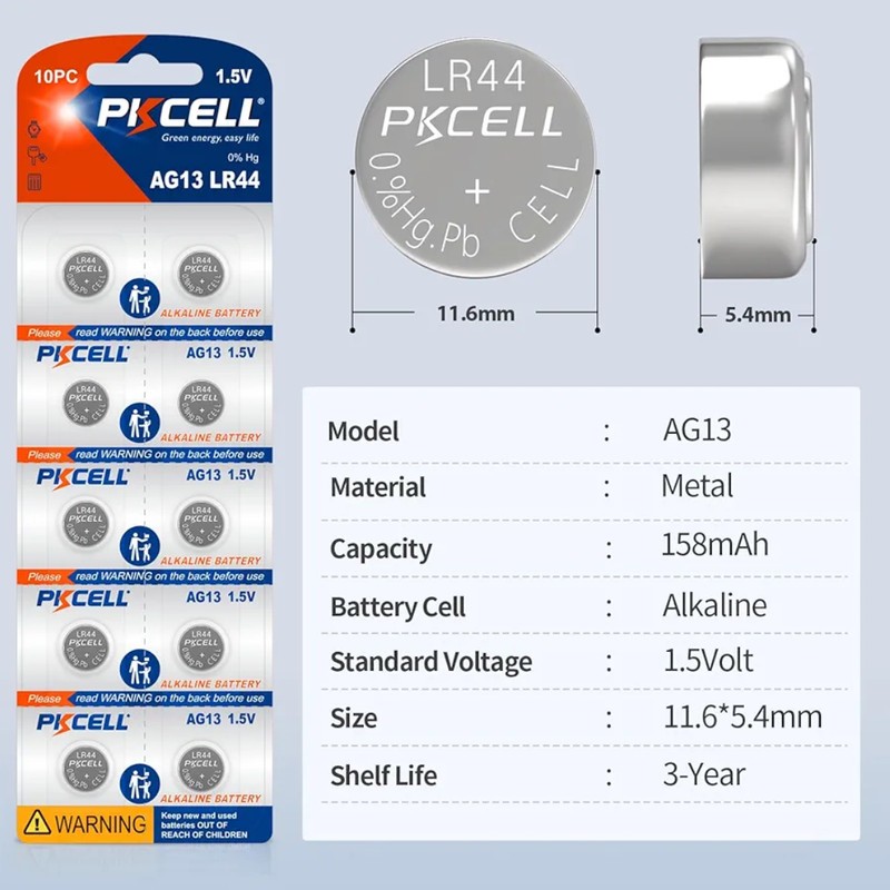 باتری ساعت پیکی سل مدل AG13 LR44 ولت 1.5 مجموعه 10عددی