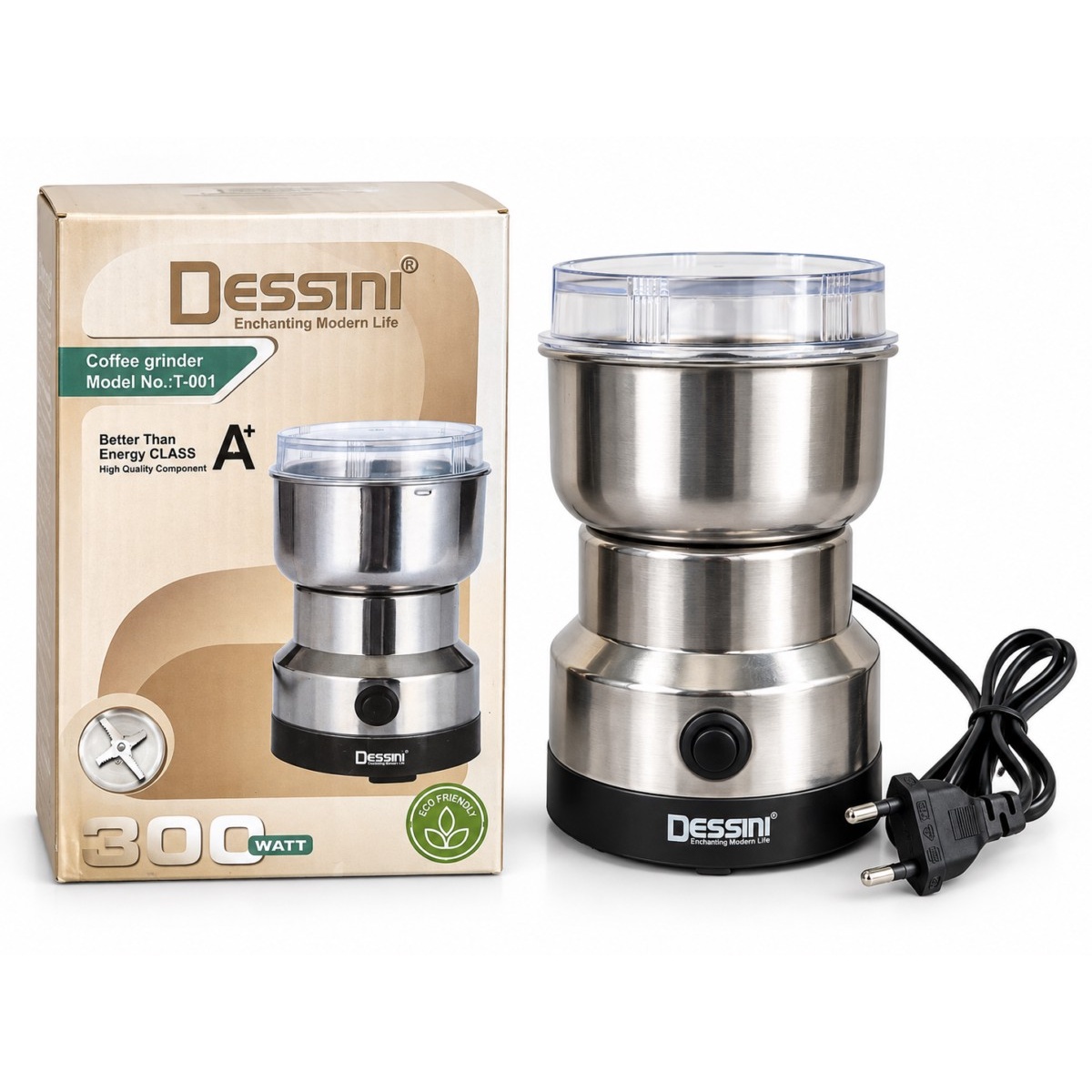 مینی آسیاب دسینی مدل T-001 آسیاب قهوه 300 وات استیل