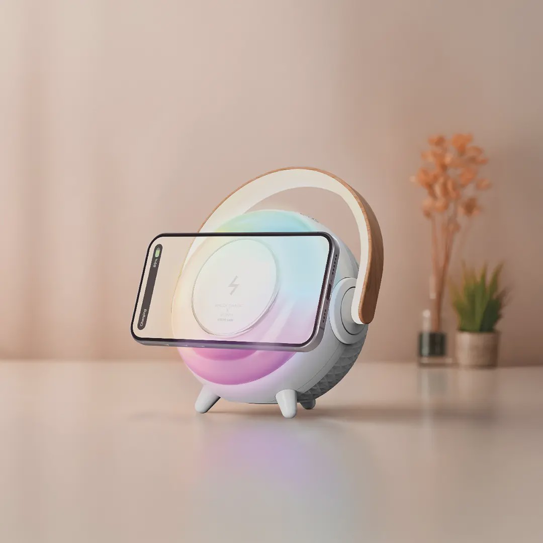 اسپیکر، چراغ رومیزی و شارژر وایرلس گرین لاین Green Lion Uranus Bluetooth Speaker with Table Lamp