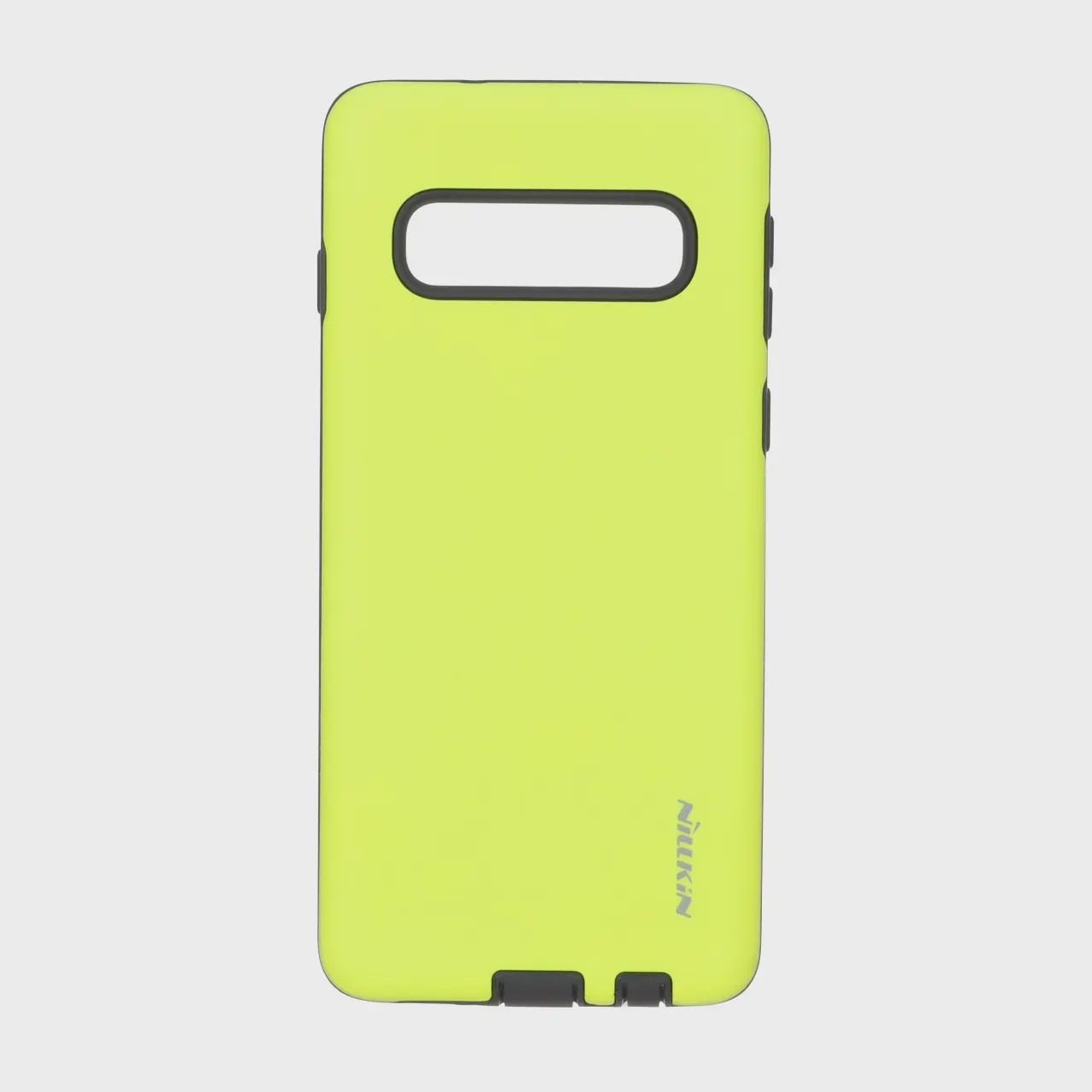 قاب گوشی Galaxy S10 سامسونگ طرح ضد ضربه Nillkin دو تیکه زرد فسفری با محافظ سوکت شارژ کد E2-181777