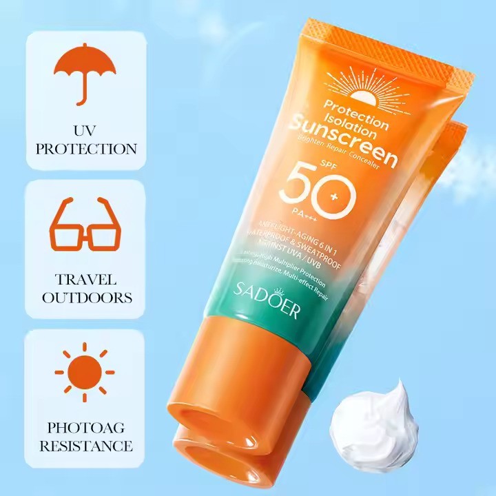 کرم ضد آفتاب بدون رنگ سادور SPF 50 مدل PI محافظ UVA ،UVB و PA، ضد حساسیت، ضد چروک و ضد پیری، مناسب انواع پوست وزن 50...