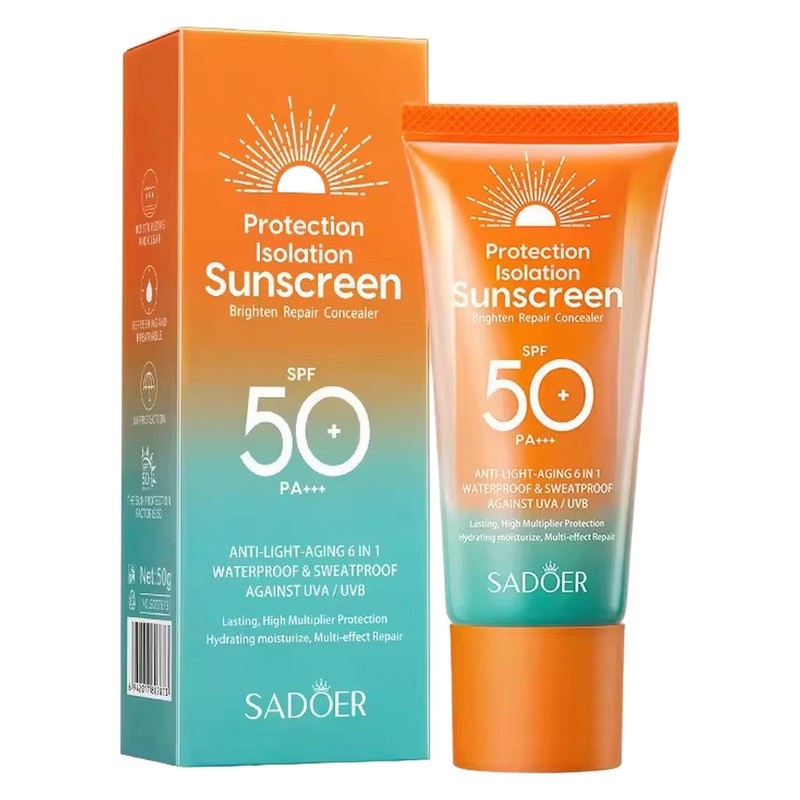 کرم ضد آفتاب بدون رنگ سادور SPF 50 مدل PI محافظ UVA ،UVB و PA، ضد حساسیت، ضد چروک و ضد پیری، مناسب انواع پوست وزن 50...