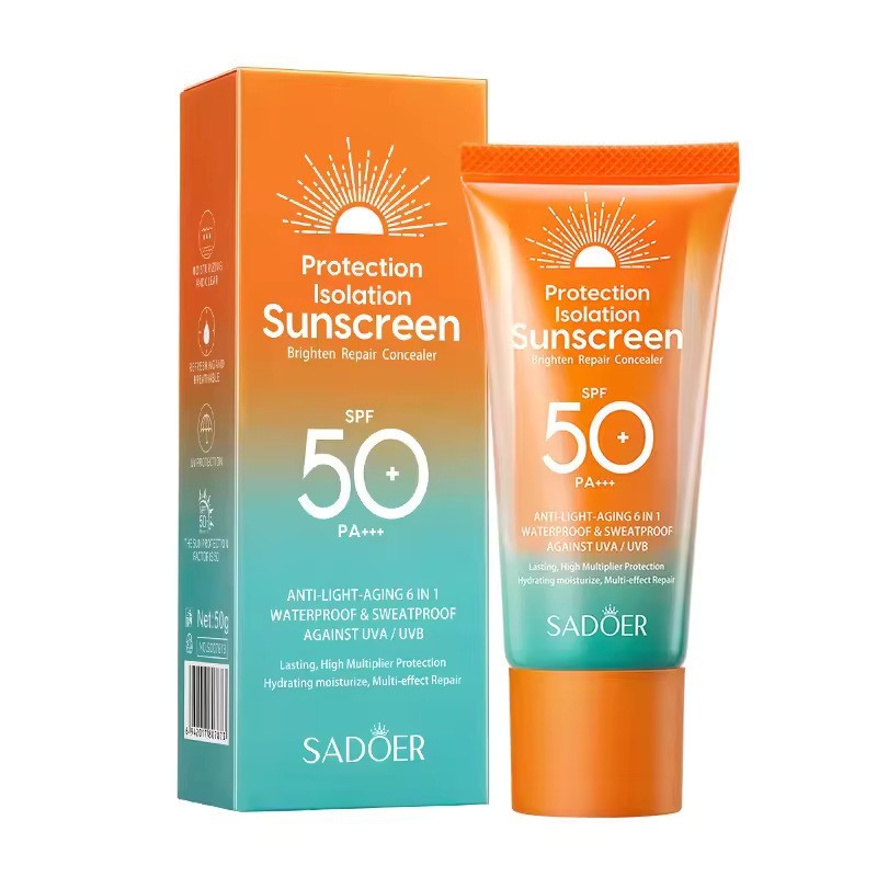 کرم ضد آفتاب بدون رنگ سادور SPF 50 مدل PI محافظ UVA ،UVB و PA، ضد حساسیت، ضد چروک و ضد پیری، مناسب انواع پوست وزن 50...