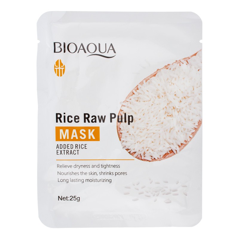ماسک ورقه ای صورت بی آکوا مدل برنج با وزن 25 گرم، کوچک کننده منافذ باز پوست، مرطوب کننده، نرم کننده، ضد چروک، ضد جوش،...