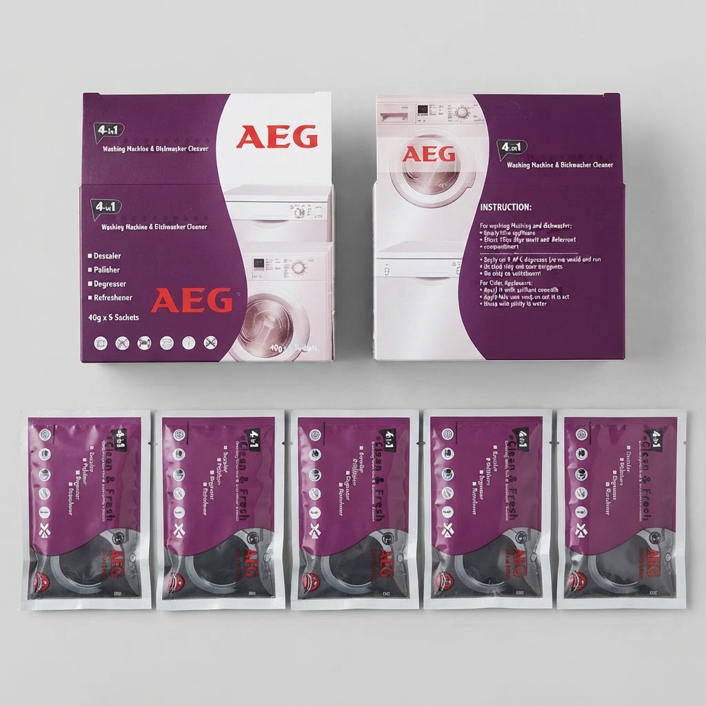 جرمگیر ماشین لباسشویی و ظرفشویی آاگ AEG رسوب زدای قوی و پاک کننده جرم دستگاه یک بسته