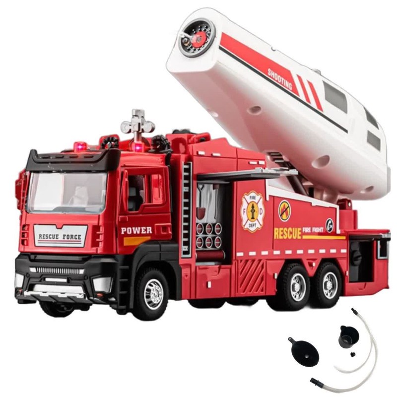 ماکت ماشین بازی ناب سل مدل آتش نشانی مه پاش فلزی چراغدار آژیردار کد RESCUE FIRE FIGHT ODEL ALLOY VEHICLES به همراه ظر...جدید