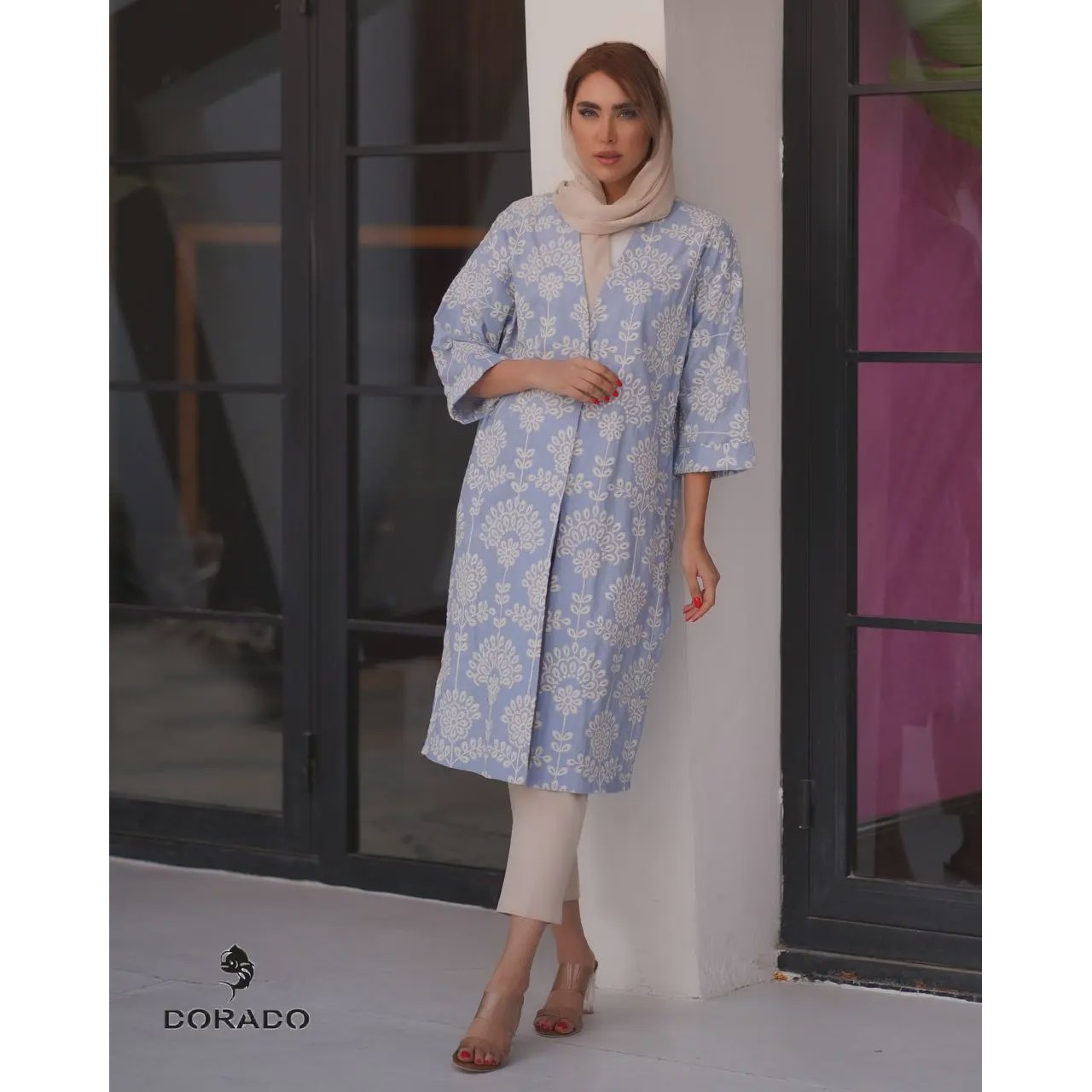 مانتو خامه دوزی طرح گل کد 947