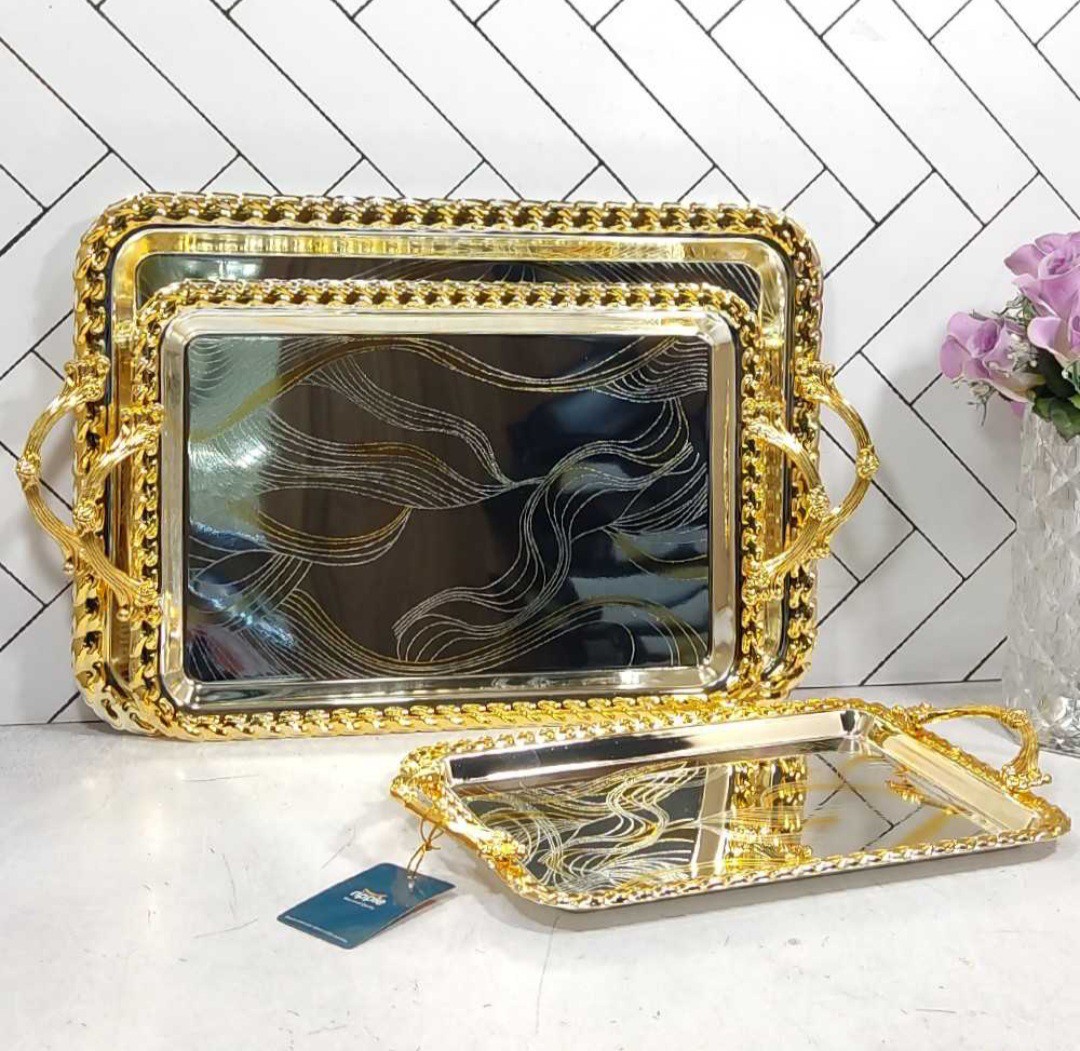 سینی استیل ریپل اوربیت 3 تکه در 9 طرح مختلف و زیبا (پسکرایه)جدید