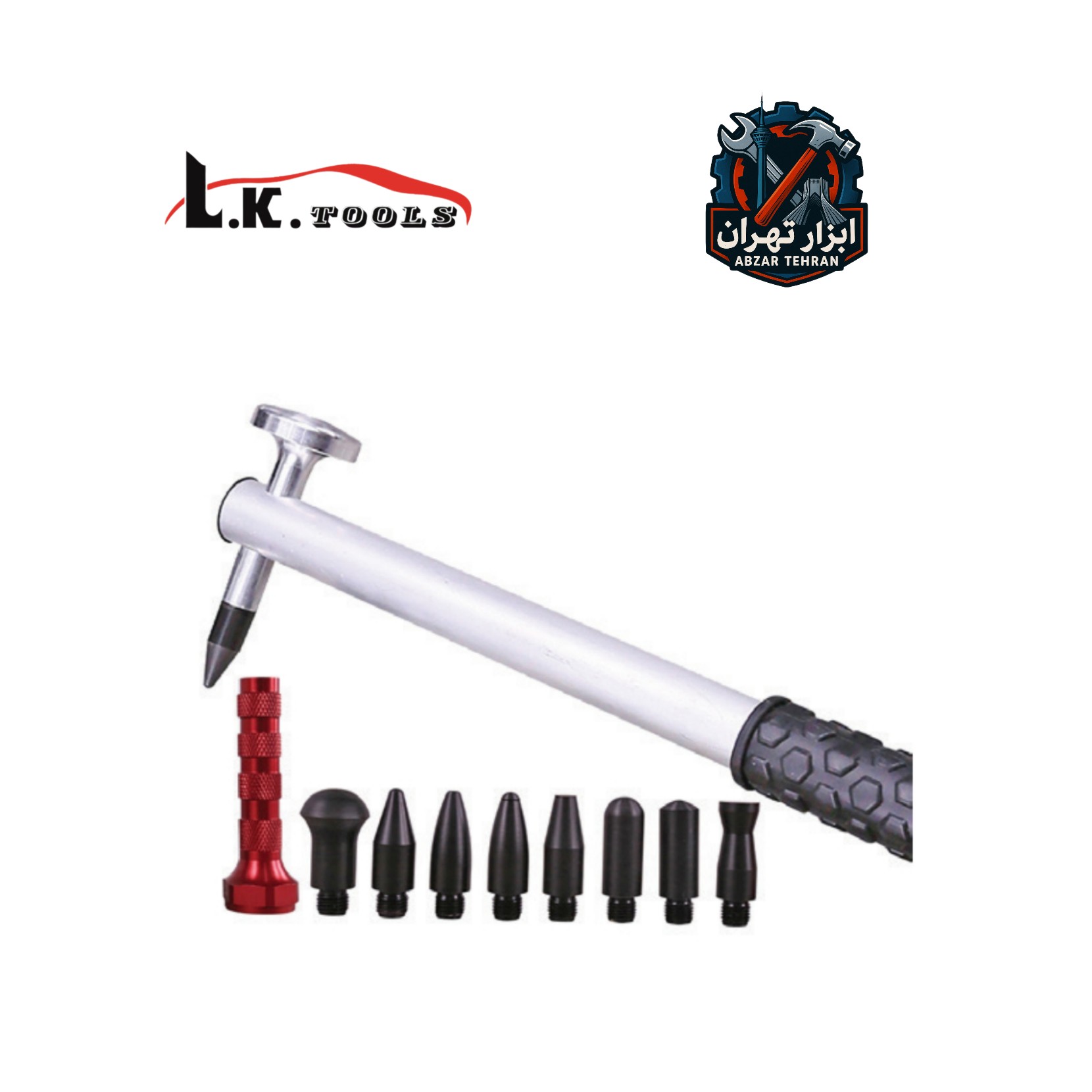 چکش کربنی و قلم نیش گیری با 8 سر صافکاری PDR برند ال کا LK کد H2188جدید