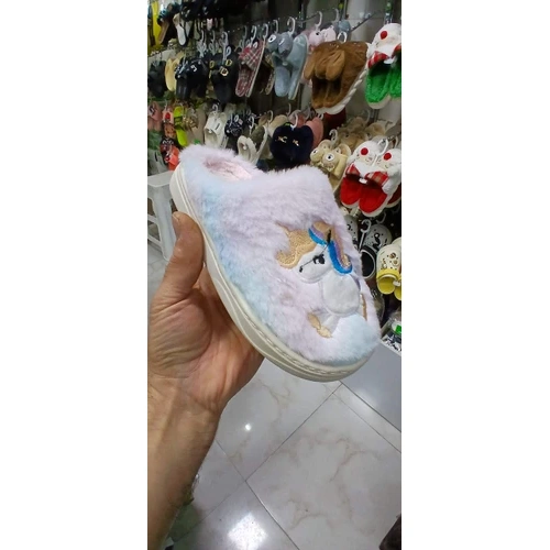 دمپایی پولیشی تک شاخ دخترانه گرم و نرم و راحت و قابل شستشو