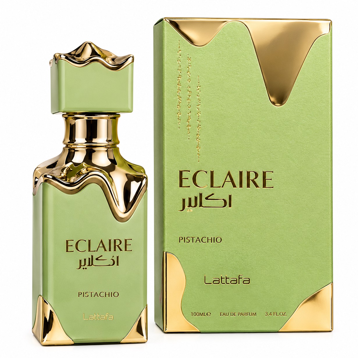 ادوپرفیوم یونیسکس اکلیر پیستاچیو لطافه Lattafa مدل Eclaire Pistachio با رایحه پسته، خامه ای و شیرین 100 میلی لیتر