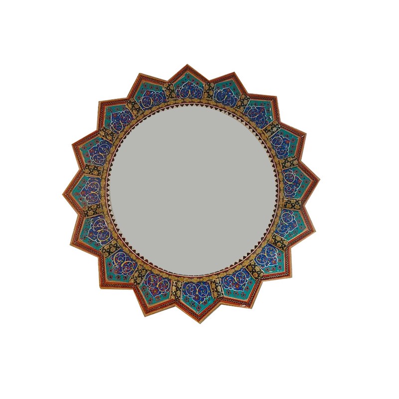 آینه خاتم کاری چوبی طرح تذهیب مدل خورشیدی کد 548