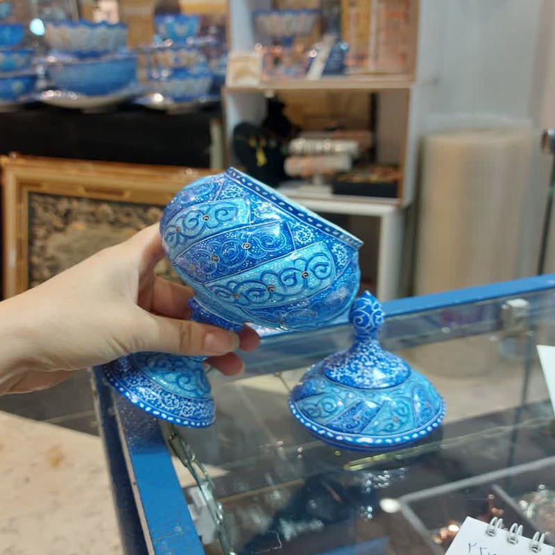 گز خوری میناکاری مسی مدل اسلیمی کد 218