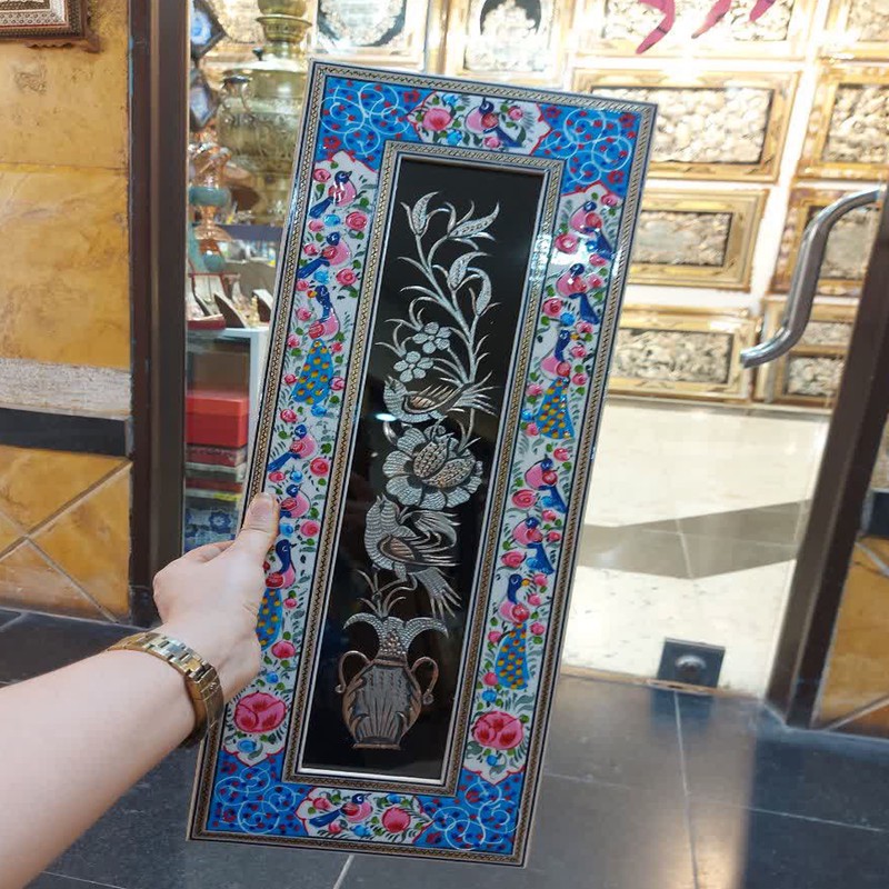 تابلو قلمزنی مسی مدل کوزه گل کد 54884