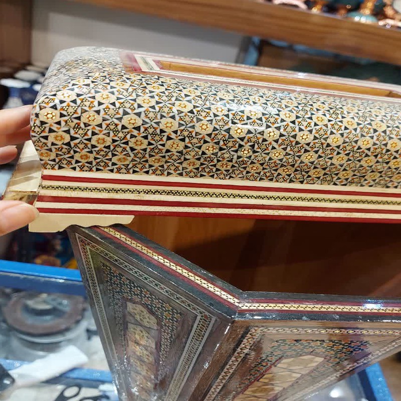 ست جعبه دستمال کاغذی و سطل خاتم کاری چوبی کد 548