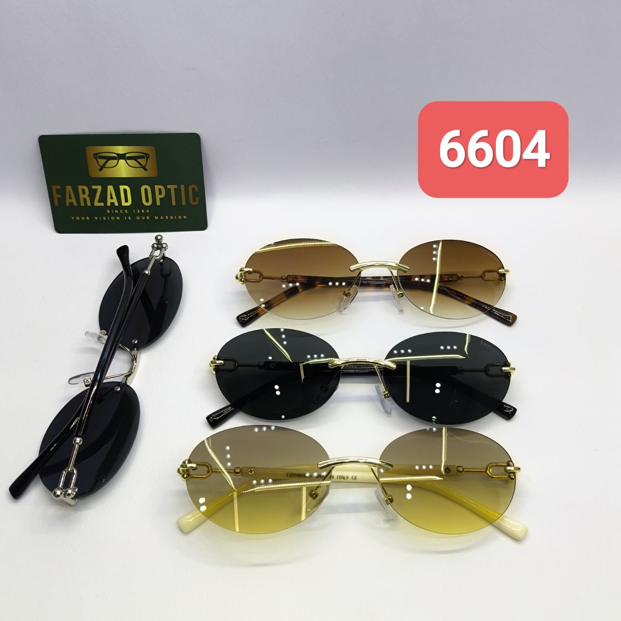 عینک آفتابی تیفانی Tiffany مدل 6604 فلزی بدونه فریم فانتزی فشن