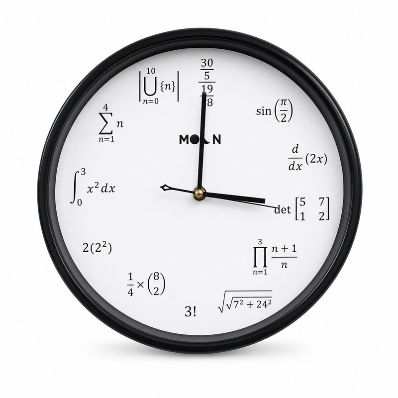 ساعت دیواری عقربه ای با نشانگر عددی مدل MOON-12 طرح ریاضیات