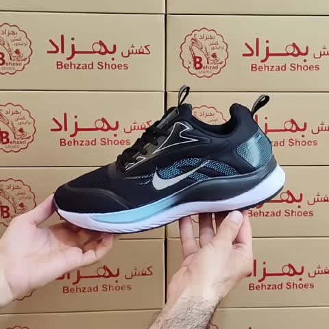 کتونی نایک بافتی مردانه پسرانه رنگ مشکی سایز 41 تا 44 زیره پیو لژ 4 سانتی کفی طبی رویه بافت خارجی سبک و راحت