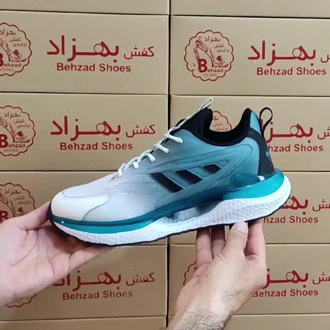 کتونی آدیداس سه خط مردانه پسرانه رنگ سفید آبی سایز 41 تا 44 زیره کپسولی لژ 4 سانتی کفی طبی رویه بافت خارجی راحت