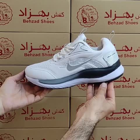 کتونی نایک بافتی مردانه پسرانه رنگ سفید سایز 41 تا 44 زیره پیو لژ 4 سانتی کفی طبی رویه بافت خارجی سبک و راحت